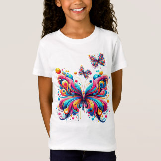 T-Shirt T- Chemise - Papillon géométrique coloré