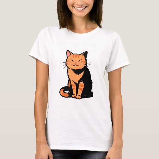 T-shirt T - Chemise pour femmes en chat orange (Devant)