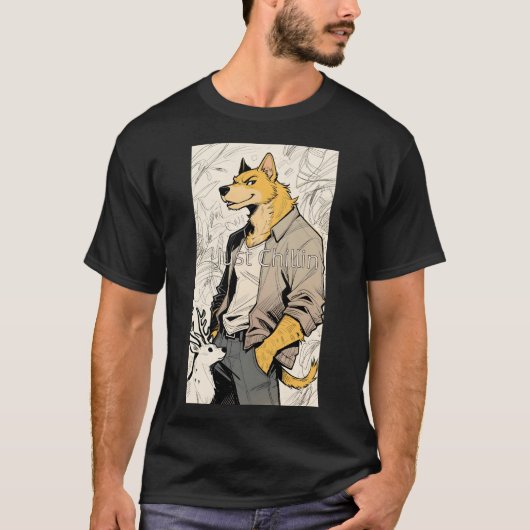 T-shirt T de chien anthropomorphe "Just Chillin" - Chemise (Devant)