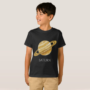 T-shirt T de l'enfant d'aquarelle de planète de Saturn