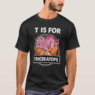 T-shirt T Est Pour Tricératops Dinosaures Alphabe Pour Din