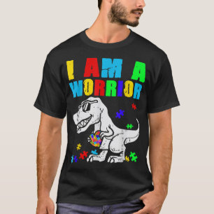 T-shirt T Re Dino I Am A Warrior Autism Autism Awareness B