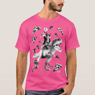 T-shirt T Re Pizza Party Chat équitation Dinosaur Dino drô