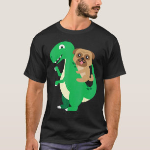 T-shirt T Rex à cheval Pug Cool Dinosaur Dino Chien Hallow
