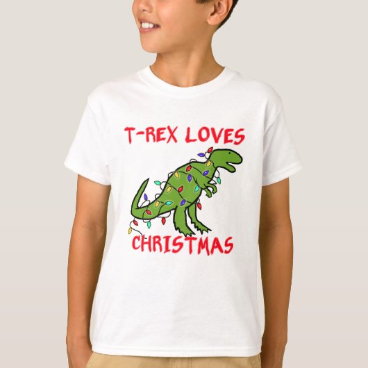 T-shirt T-Rex aime Noël (Devant)