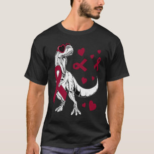 T-shirt T Rex & Burgundy Ribbon Multiples Myélomes Sensibi