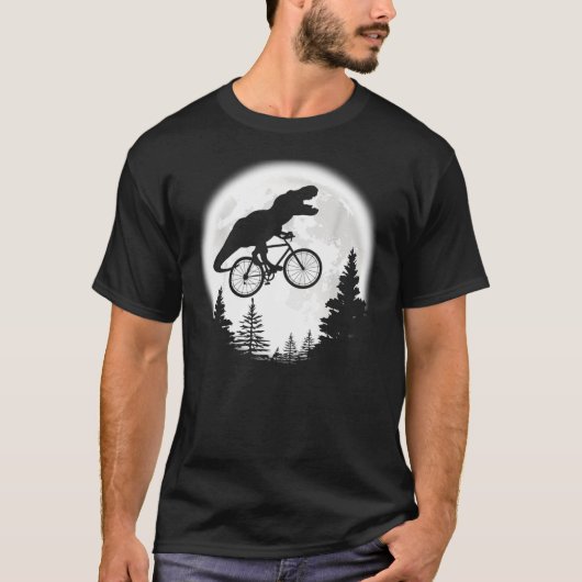 T-shirt T-Rex Cycling Moon Bike Dinosaur Riding Bicycle Fu (Devant)