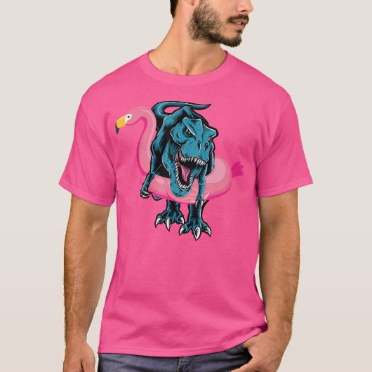 T-shirt T-Rex Dans le Flamant rose Float Funny Pool Party (Devant)