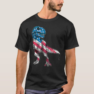 T-shirt T Rex Dinosaur 4 juillet Drapeau Cute Us Pour Garç
