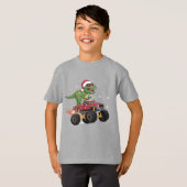T-shirt T-Rex Dinosaur Camion Monster de Noël (Devant entier)