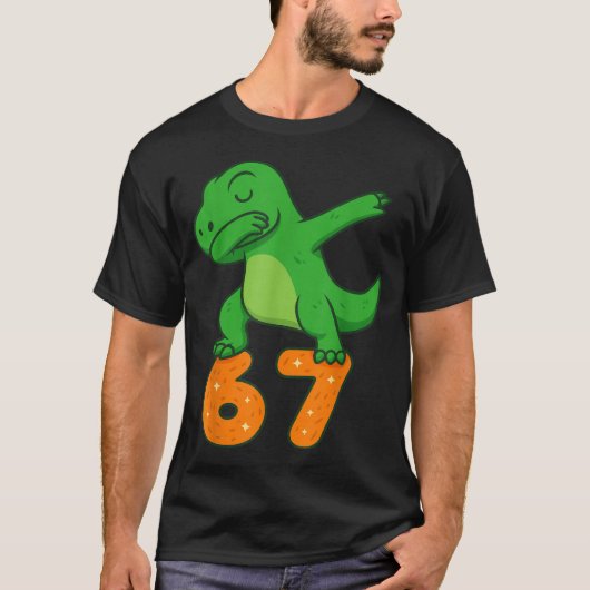 T-shirt T-rex Dinosaur Dabbing 67 Meme Six Seven Funny  (Devant)