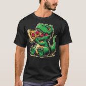 T-shirt T-Rex Dinosaur Eating Pizza Funny Dino Lover (Devant)