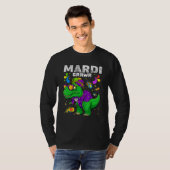 T-shirt T Rex Dinosaur Mardi Gras Bead Costume Mardi Grawr (Devant entier)
