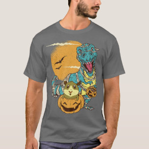 T-shirt T-Rex Dinosaur Mummy with Halloween Guinée-Pig in