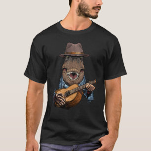 T-shirt T Rex Dinosaur Playing Guitar Dino Guitar Player