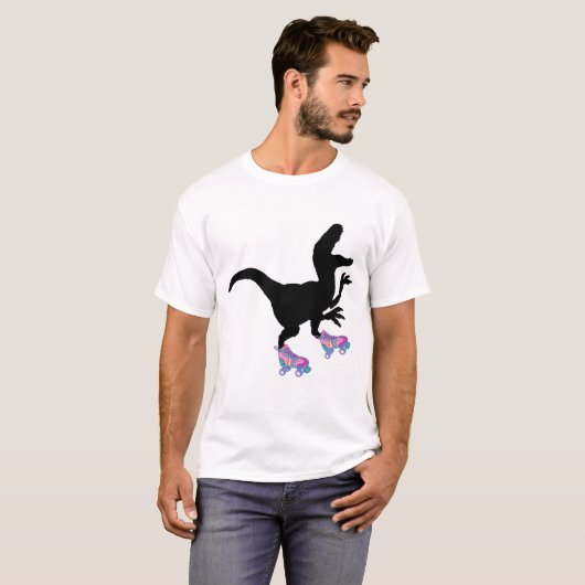 T-shirt T-rex Dinosaur Roller Patinage amusant (Devant entier)