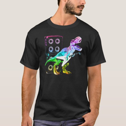 T-shirt T Rex Dinosaure Et Guitare (Devant)