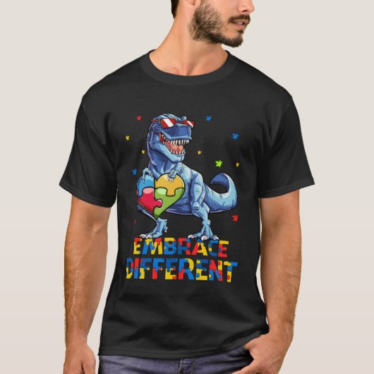 T-shirt T Rex Embrace Differences Sensibilisation sur l'au (Devant)