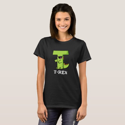 T-shirt T-Rex Funny Alphabet Dinosaure Pun Dark BG (Devant entier)