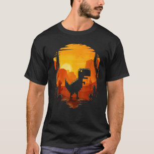 T-shirt T-Rex Geek Dinosaur Pixel Art Pas de connexion Int