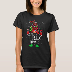 T-shirt T-Rex Gnome Buffalo Plaid Matching Family Christma