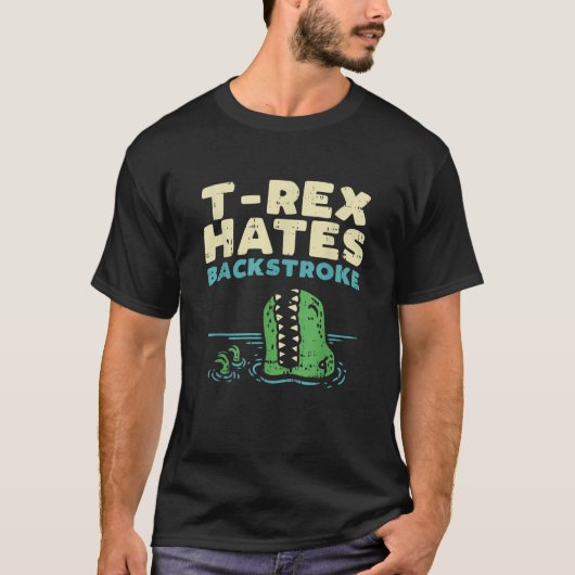 T-shirt T Rex Hates backstroke Funny Baignade Dinosaur (Devant)