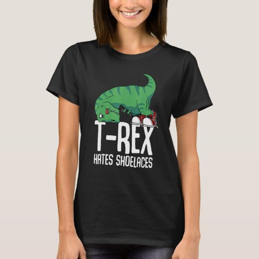 T-shirt T Rex Hates Shoelaces Armoiries courtes Dino TRex (Devant)