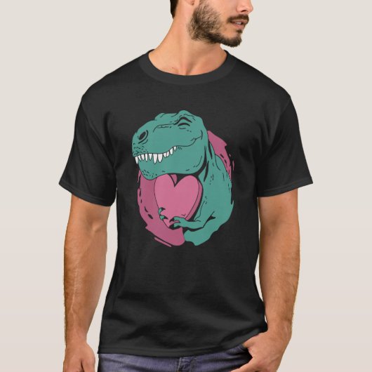 T-shirt T Rex Hugging a Heart Valentine Tyrannosaur Rex Cu (Devant)