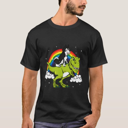 T-shirt T Rex Husky Dog Amp Présente (Devant)