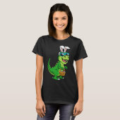 T-shirt T Rex Lapin De Pâques Avec Panier Oeufs Dinosaure (Devant entier)