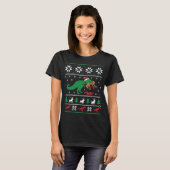T-shirt T Rex Manger Rindeer Dinosaure Drôle Noël Ugl (Devant entier)