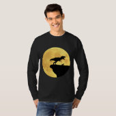 T-shirt T Rex Marcher Un Dachshund Devant Lune Jaune (Devant entier)