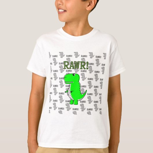 T-shirt T-Rex mignon et en colère avec Motif noir et blanc (Devant)