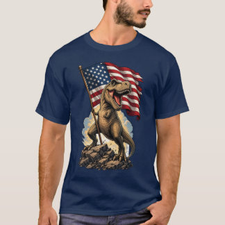 T-shirt T-Rex Patriotique Drapeau Américain Dinosaure 