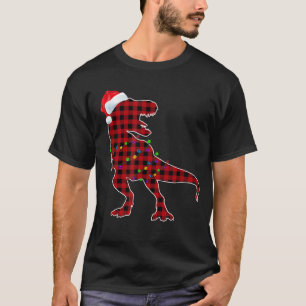 T-shirt T Rex Red Plaid Buffalo Dinosaur Pajamas de Noël