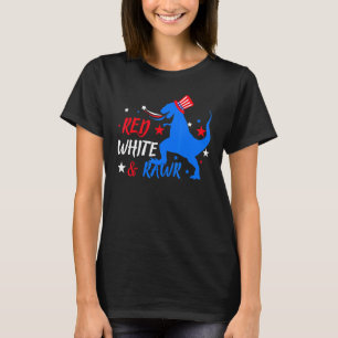 T-shirt T Rex Rouge Blanc Bleu 4 juillet Dinosaur Patrioti