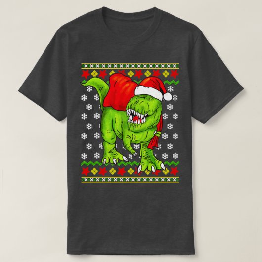 T-shirt T Rex Santa Claus laide pull de Noël (Design devant)