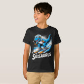T-shirt T-rex ski sport d'hiver skieur dino drôle ski (Devant entier)