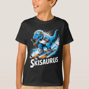 T-shirt T-rex ski sport d'hiver skieur dino drôle ski