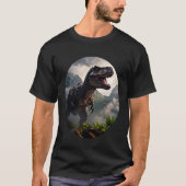 T-shirt T-Rex standing before a rugged mountain range (Devant)