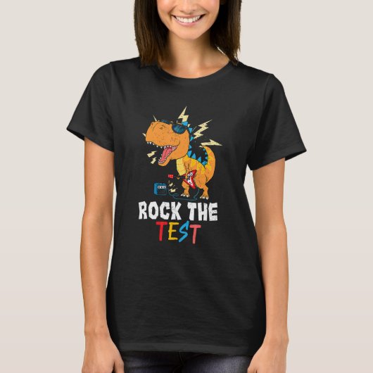 T-shirt T Rex Test Day Rock The Test Teacher Test Test Day (Devant)