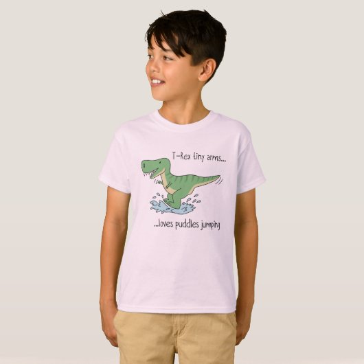 T-shirt T-Rex tiny arms: puddles jumping (Devant entier)