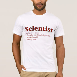 T-shirt t. scientifique potentiellement fou - rouge & blan