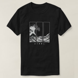 T-shirt T-Shi en coton graphique à vague japonaise pour ho