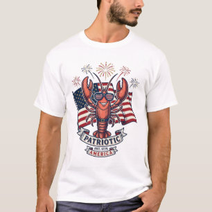 T-shirt T-Shirt_1 gravure vintage drapeau homard patriotiq