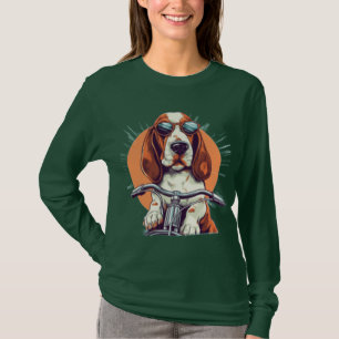 T-shirt T-Shirt, basset cool caricature hound biker