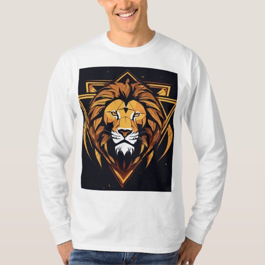 T-shirt "T-shirt blanc en forme de Lion majestueux" (Devant)