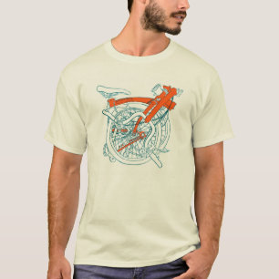 T-shirt T-shirt, bleu et orange de bicyclette de Brompton
