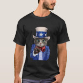 T-shirt T Shirt Cat Impersonate Oncle Sam Rejoins US Army  (Devant)
