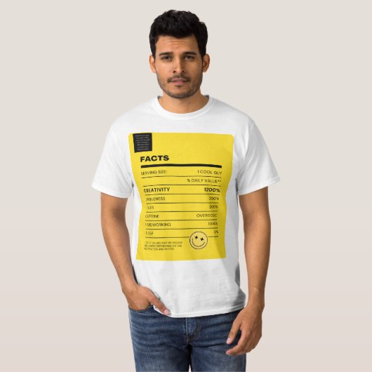T-shirt "T-shirt Cool Guy Facts : Découvrez T fascinant" (Devant entier)